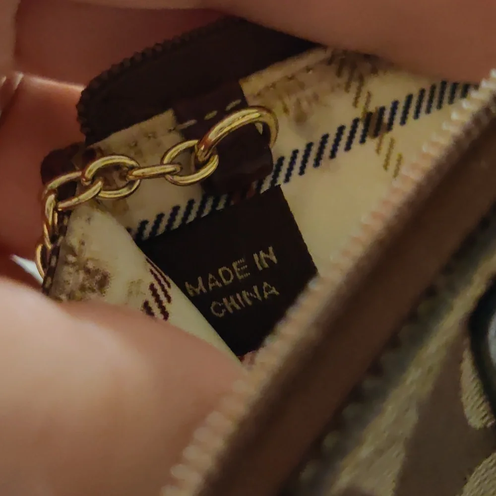 Coach Vintage Tan and Brown Signature Jacquard Card Holder Keychain Pouch